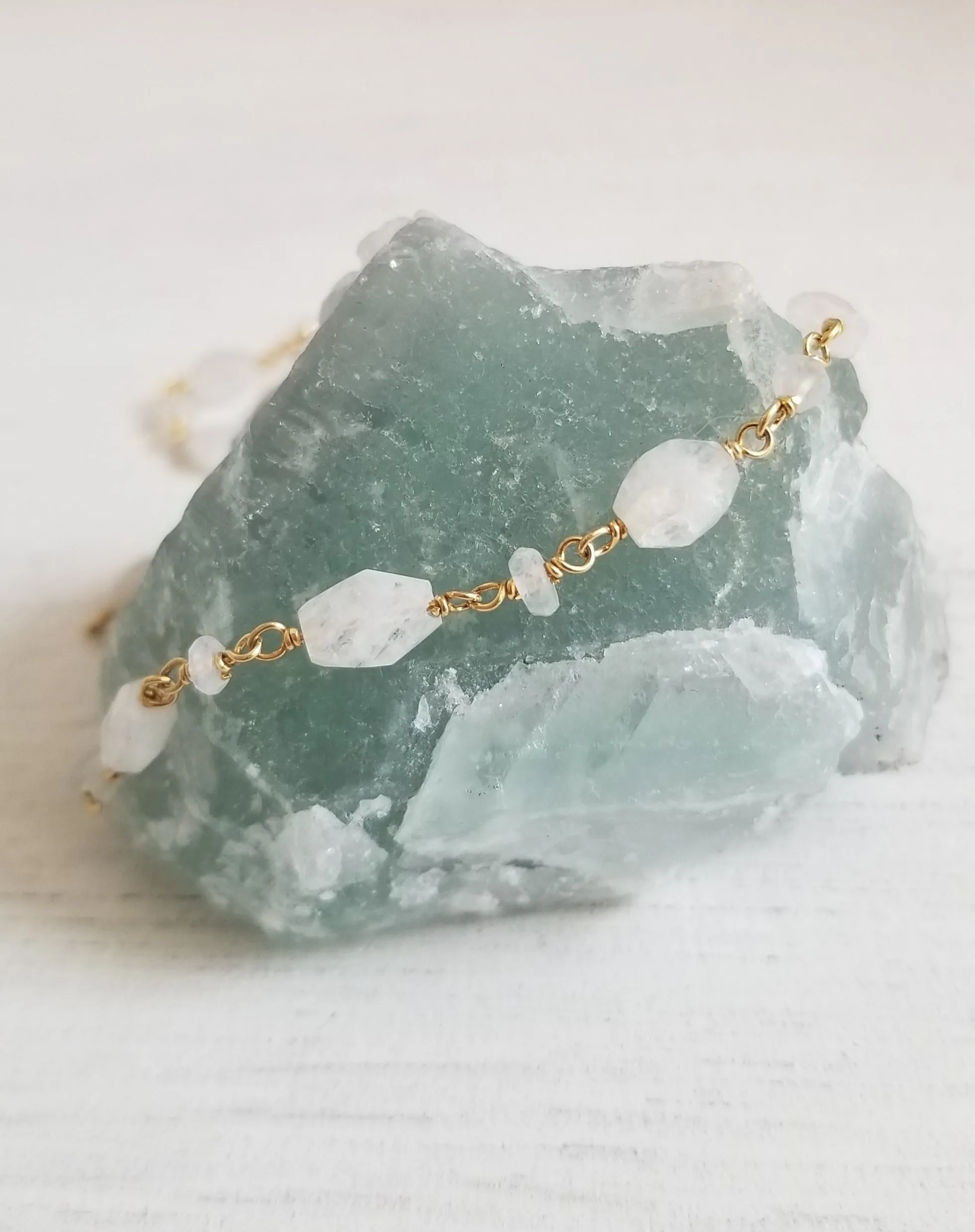 Gold Moonstone Bracelet, Gemstone Stacking Bracelet