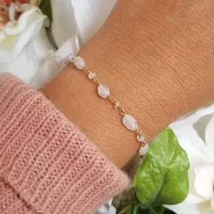 Gold Moonstone Bracelet, Gemstone Stacking Bracelet