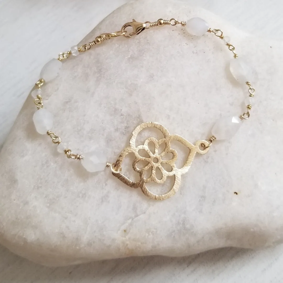 Gold Moonstone Flower Bracelet