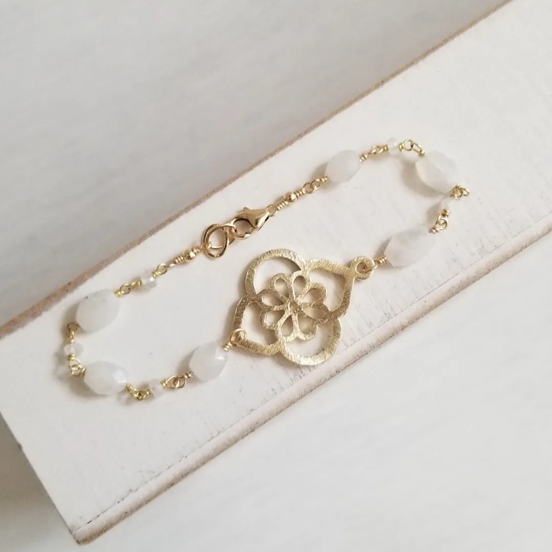 Gold Moonstone Flower Bracelet