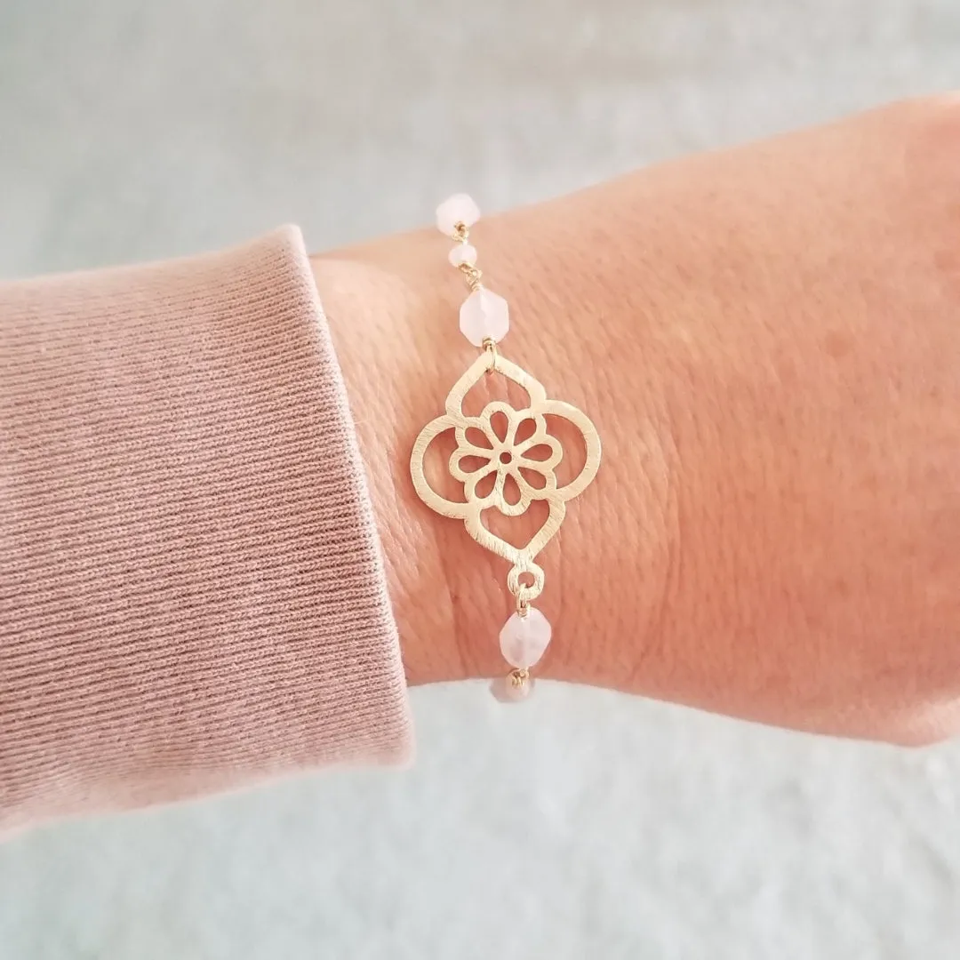 Gold Moonstone Flower Bracelet