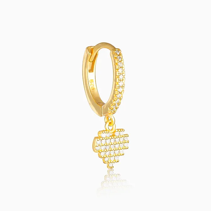 Golden Hanging Heart Hoop Earrings