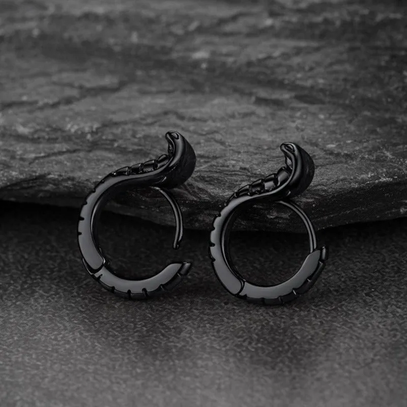 Gothic Punk Snake Hoop Earrings for Men Women