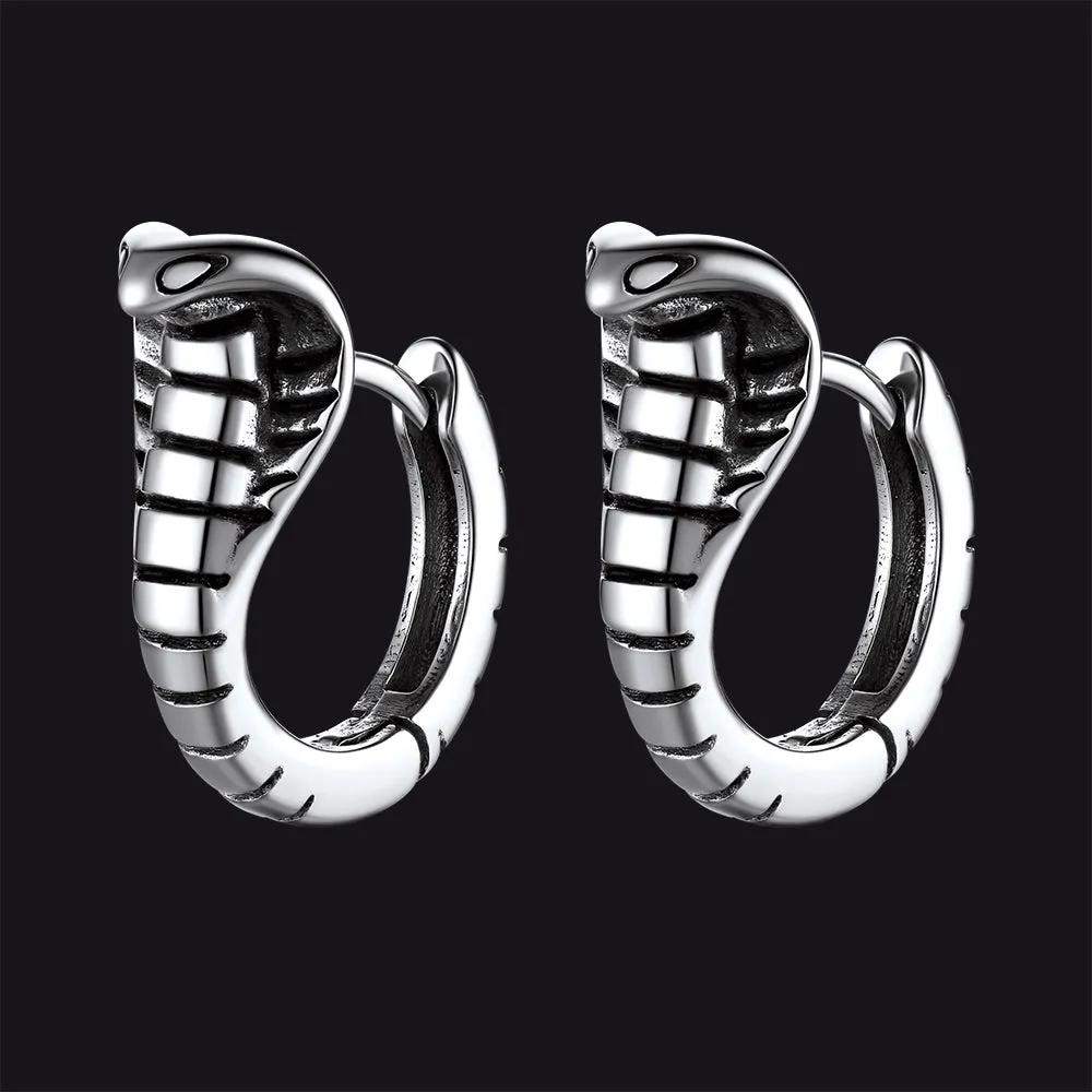 Gothic Punk Snake Hoop Earrings for Men Women