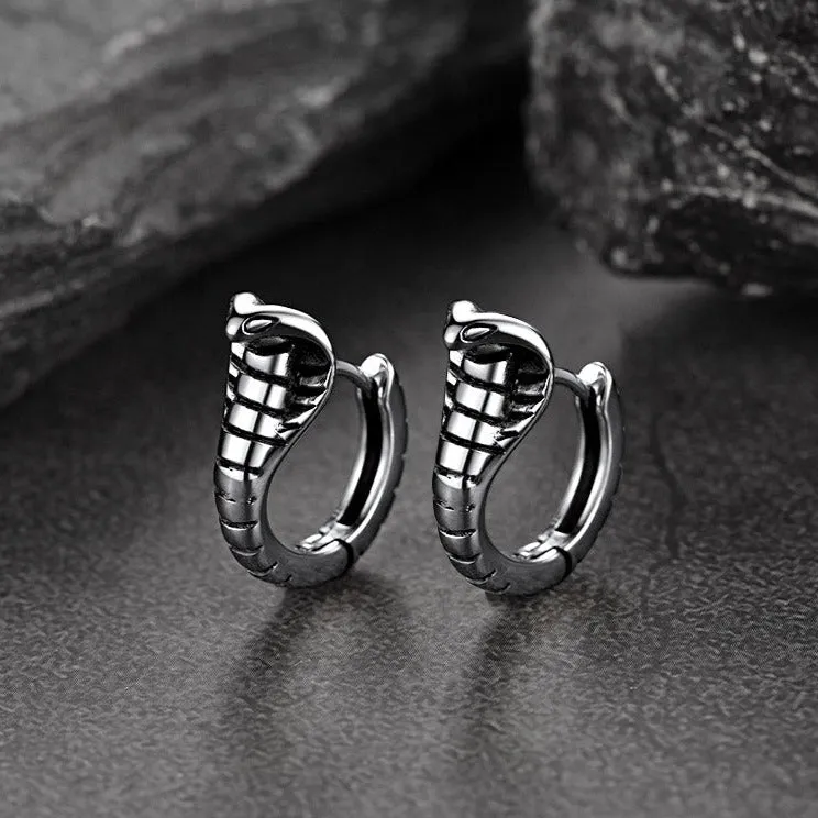 Gothic Punk Snake Hoop Earrings for Men Women