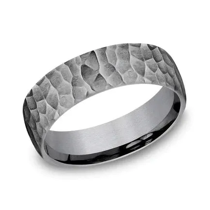 Grey Tantalum Hammered Wedding Band