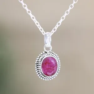 Handcrafted Ruby and Sterling Silver Pendant Necklace - Pink Halo | NOVICA