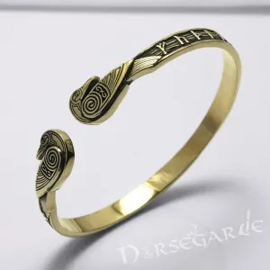 Handcrafted Runes and Ravens Arm Ring - Bronze