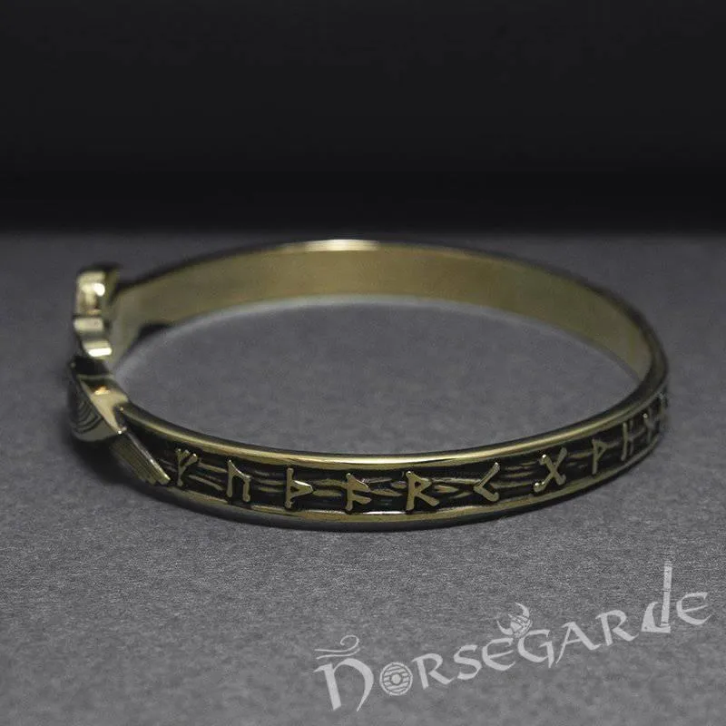 Handcrafted Runes and Ravens Arm Ring - Bronze