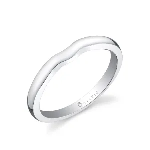 High Polish Wedding Band - Carina 18k Gold White