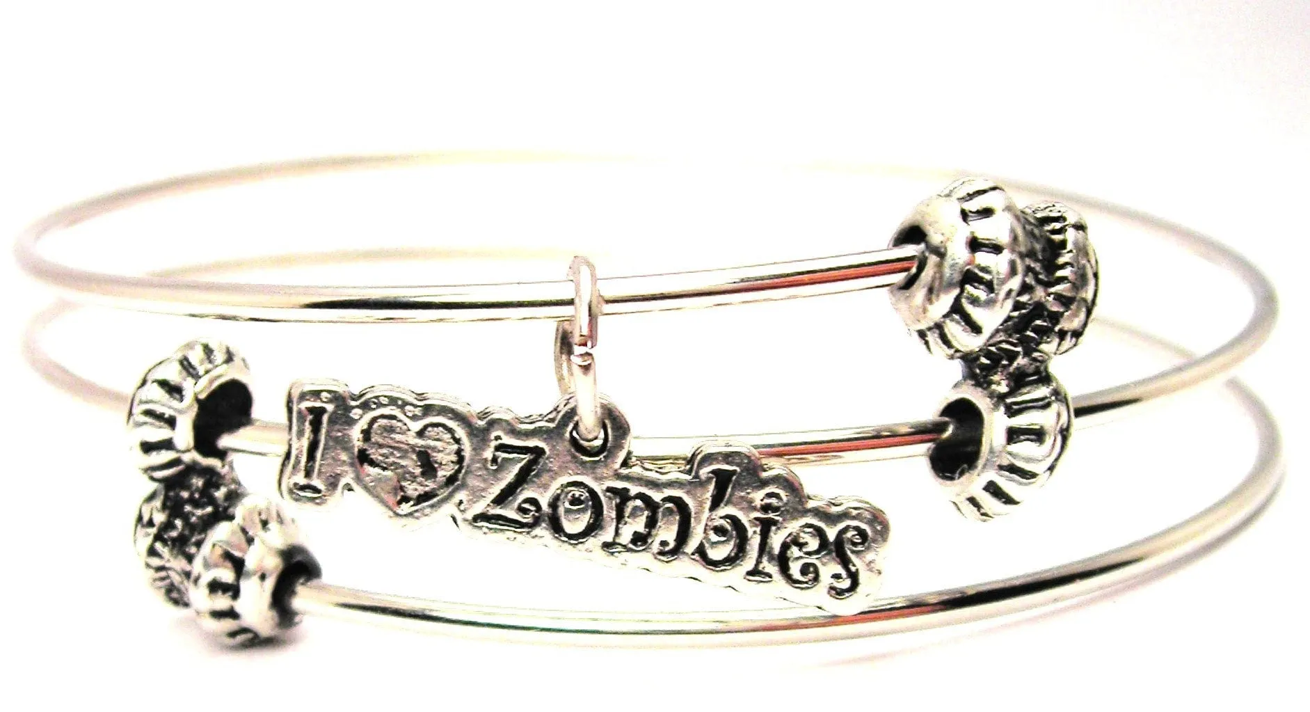 I Love Zombies Triple Style Expandable Bangle Bracelet