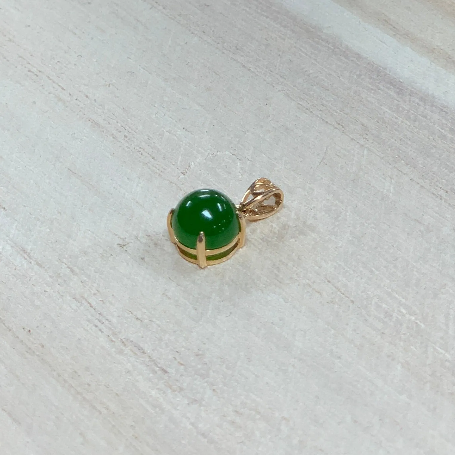 Jade Pendants and Ring, 14K yellow gold