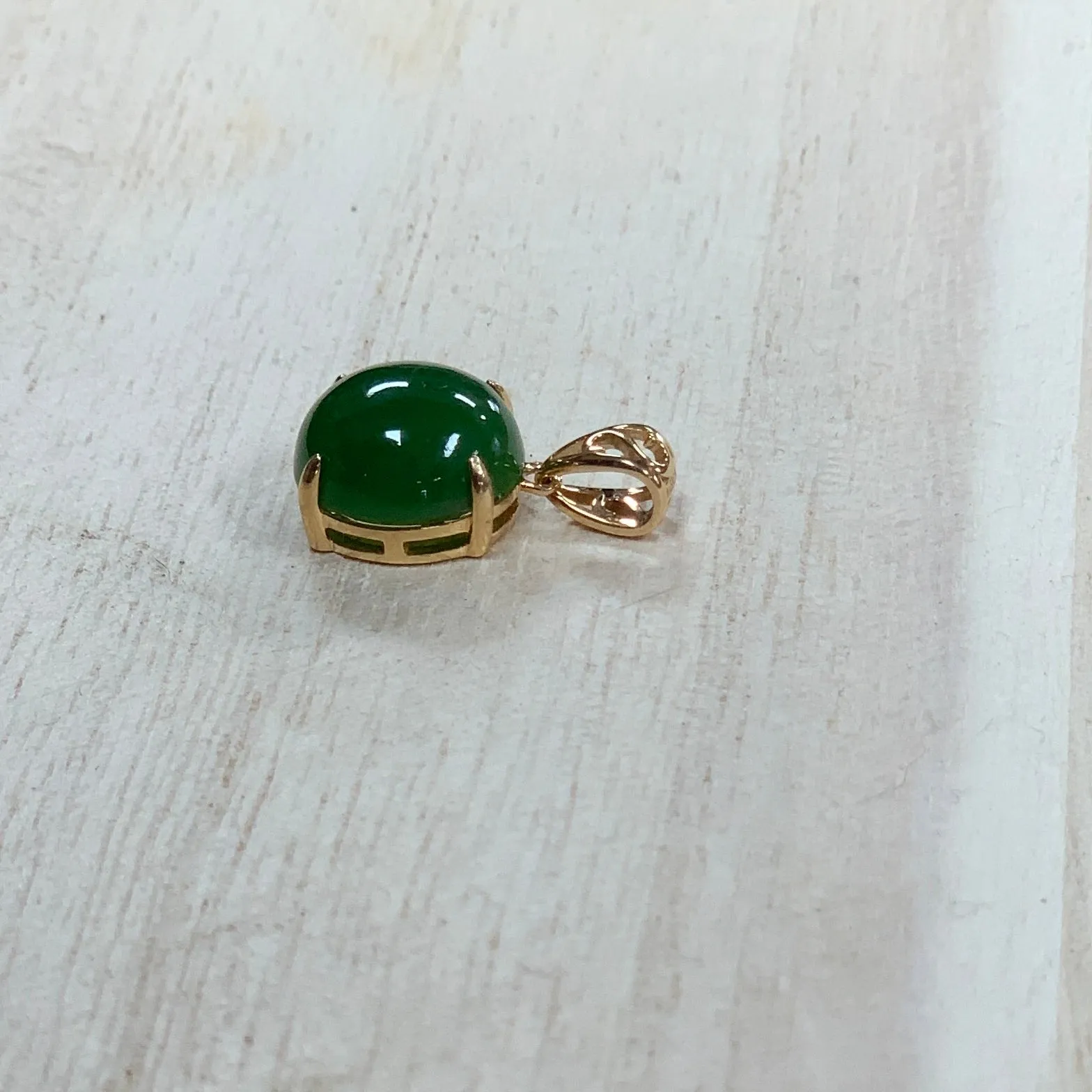 Jade Pendants and Ring, 14K yellow gold