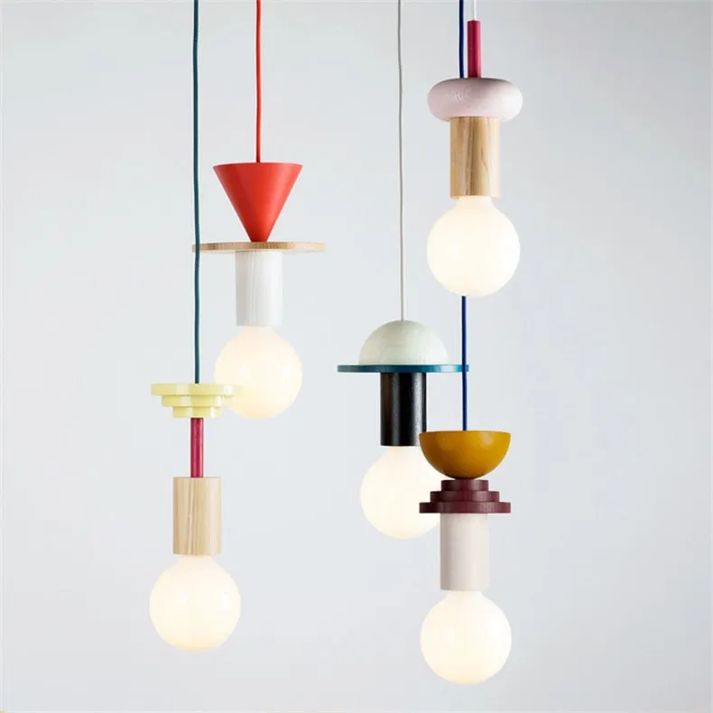 Jenga Colored Wood Blocks LED Pendant Light