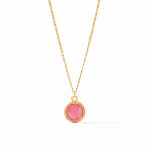 Julie Vos Fleur-de-Lis Iridescent Peony Pink Solitaire 24K Gold Plated Necklace