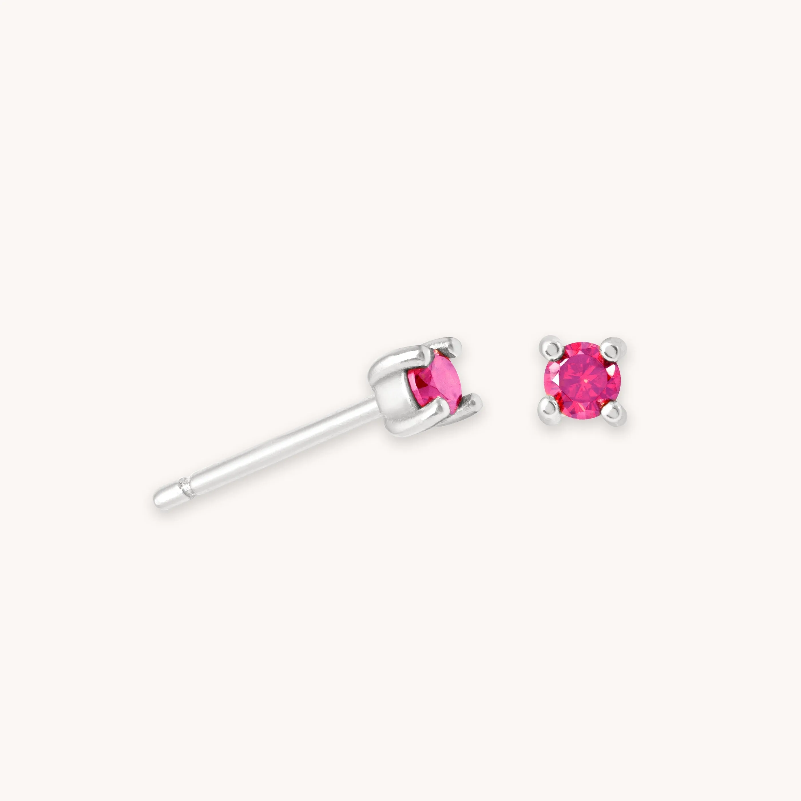 July Birthstone Stud Earrings in Silver with Ruby CZ