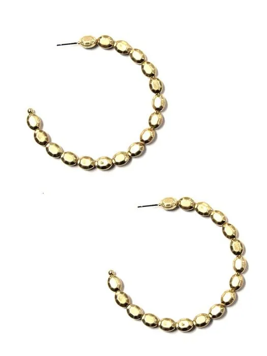 KE8854 Casey Beaded C Shape Hoop Earrings