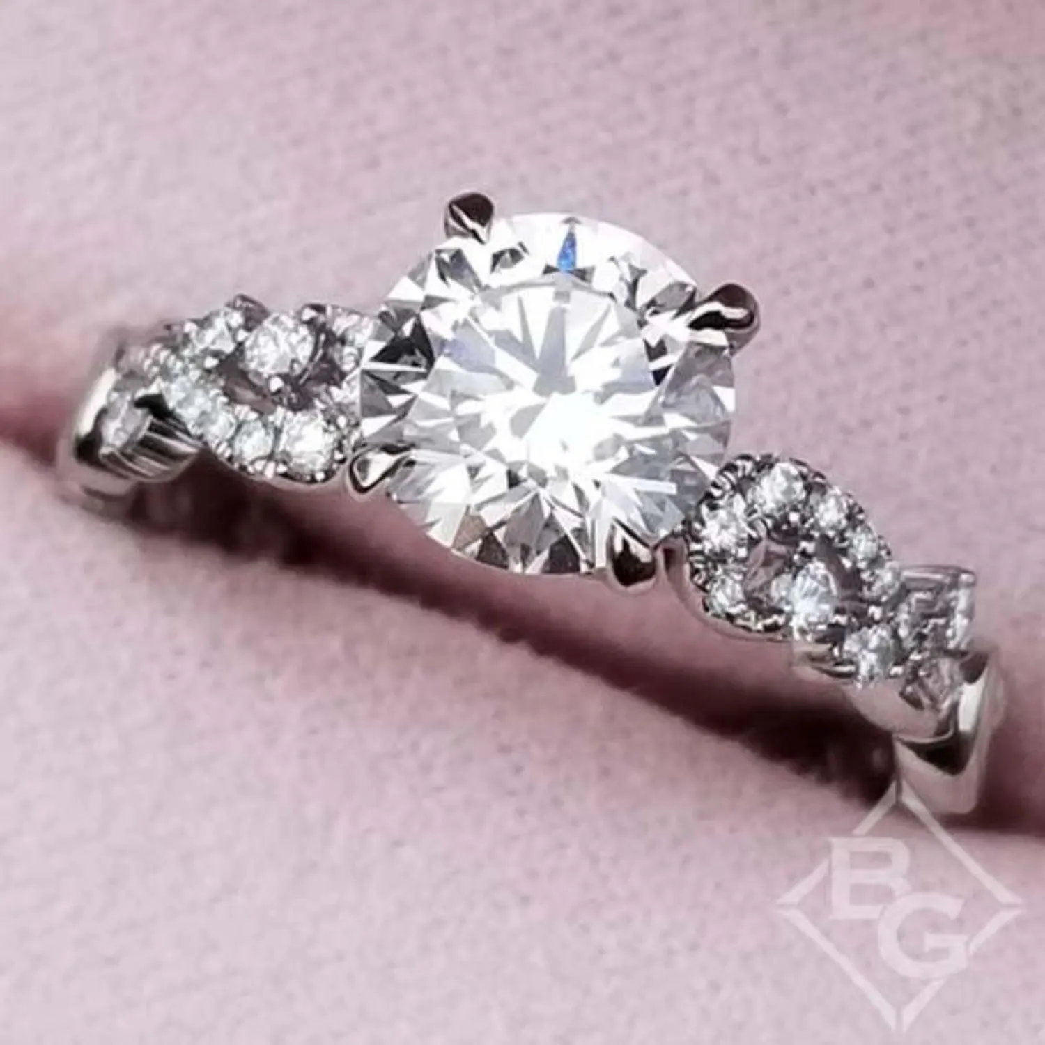 Kirk Kara "Angelique" Diamond Scrollwork Engagement Ring