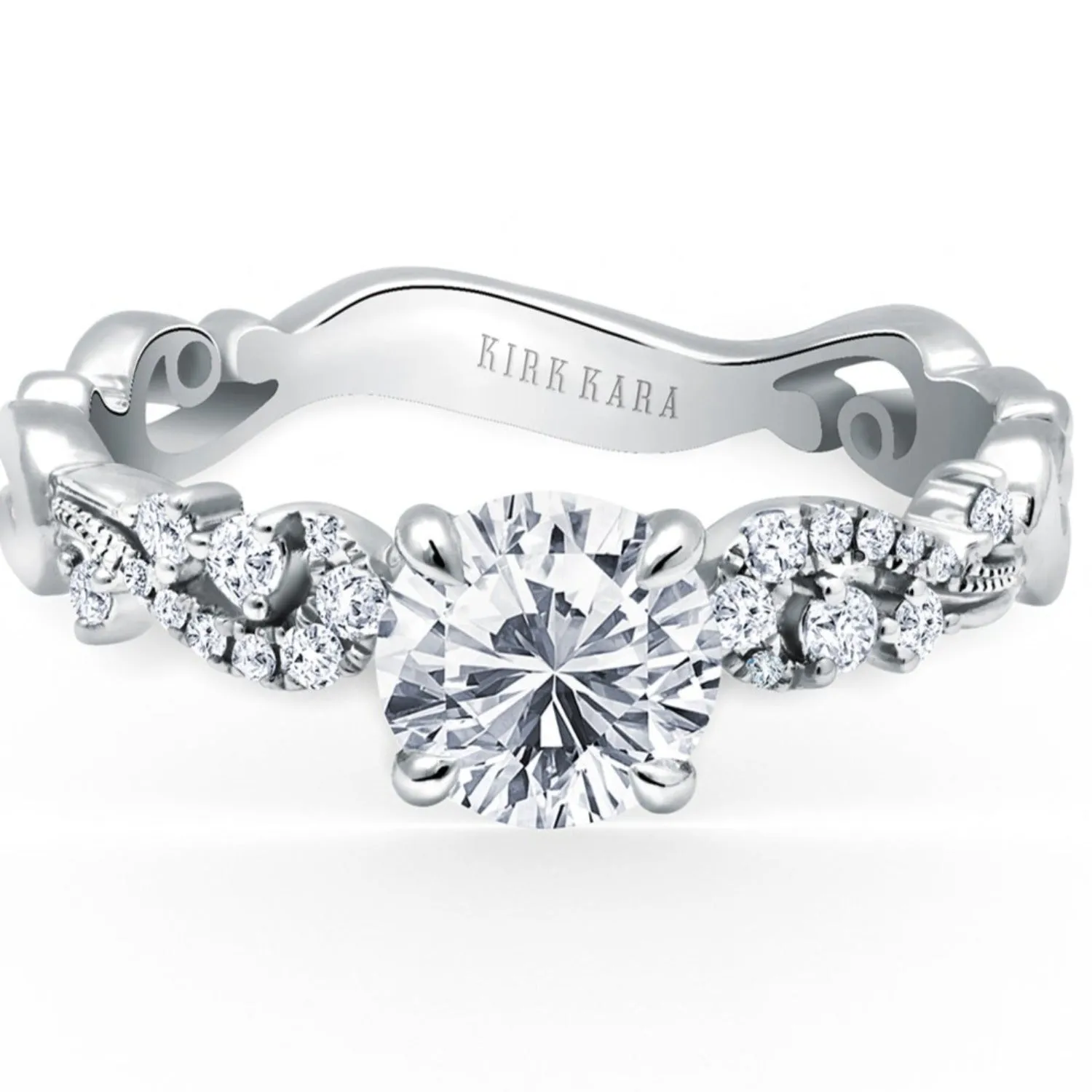 Kirk Kara "Angelique" Diamond Scrollwork Engagement Ring