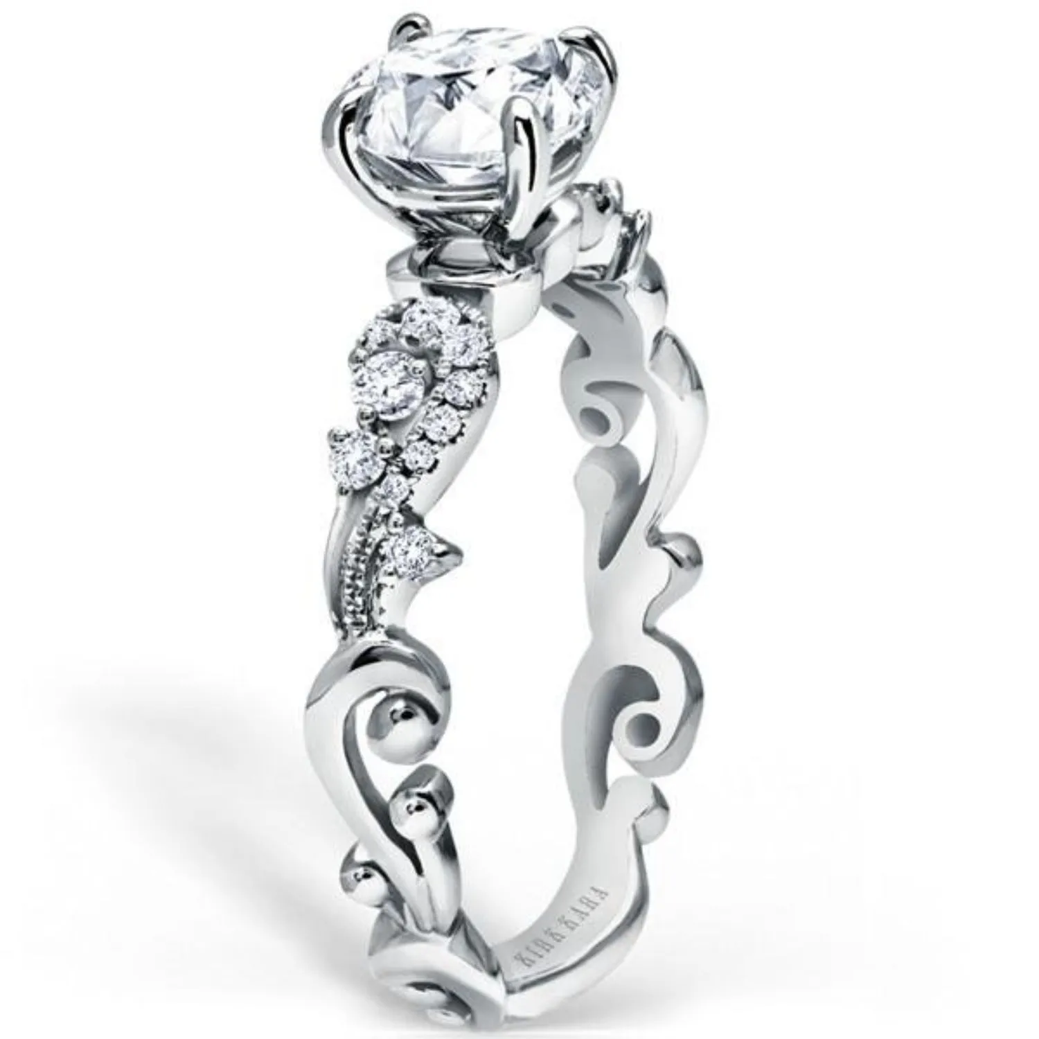 Kirk Kara "Angelique" Diamond Scrollwork Engagement Ring