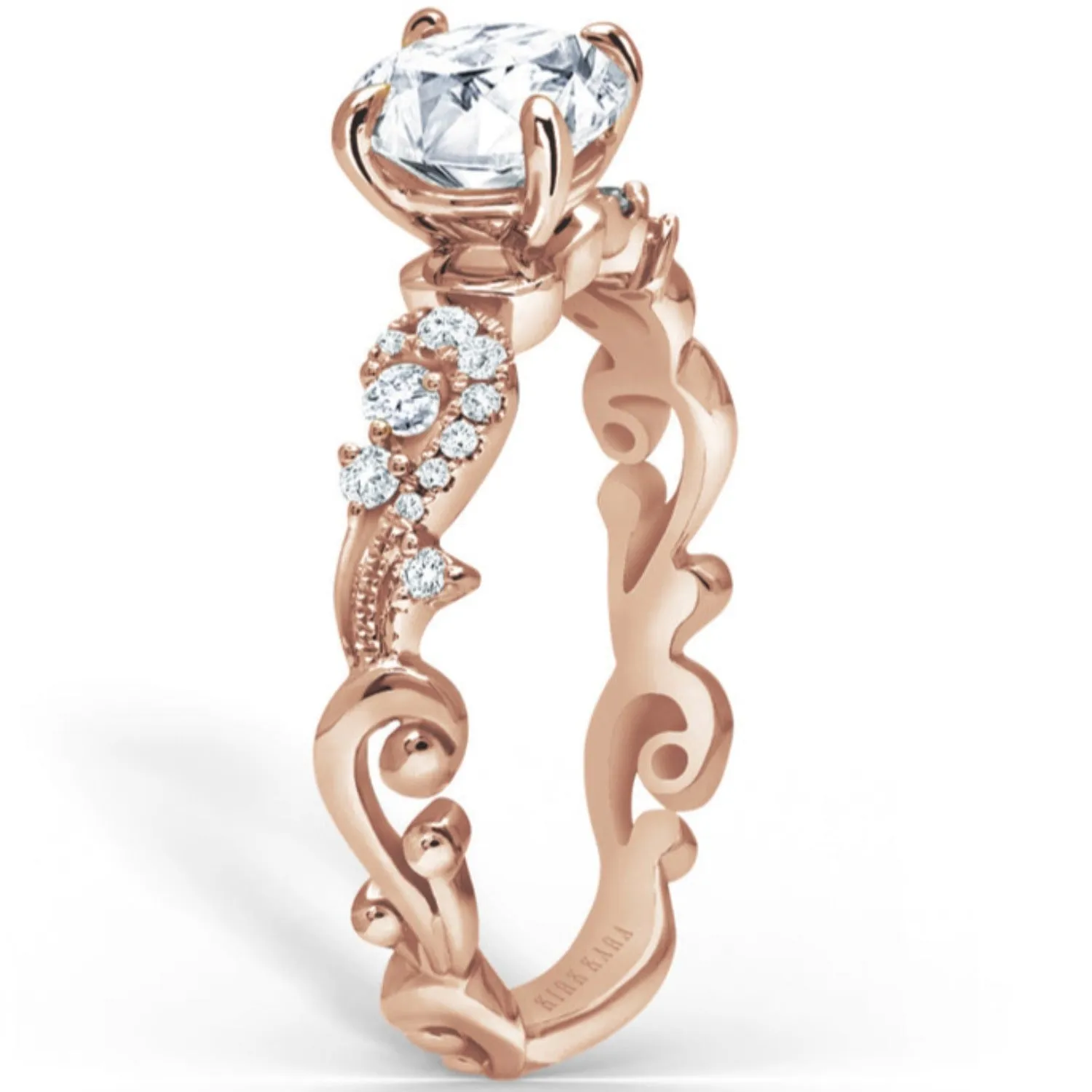 Kirk Kara "Angelique" Diamond Scrollwork Engagement Ring