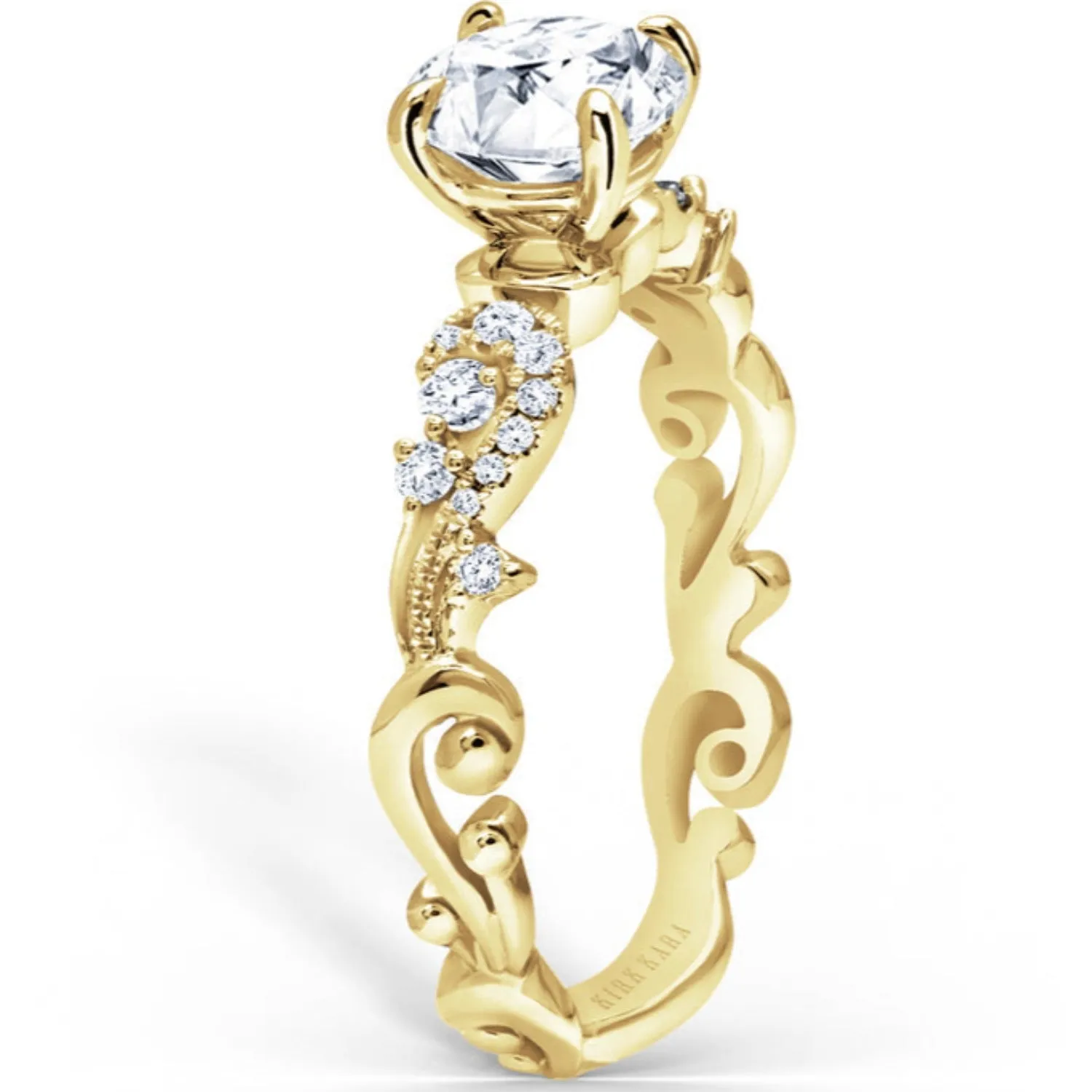 Kirk Kara "Angelique" Diamond Scrollwork Engagement Ring