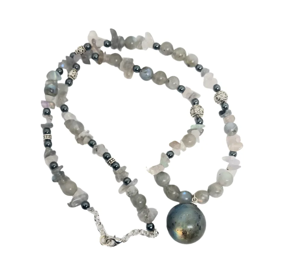 Labradorite Crystal Sphere Necklace