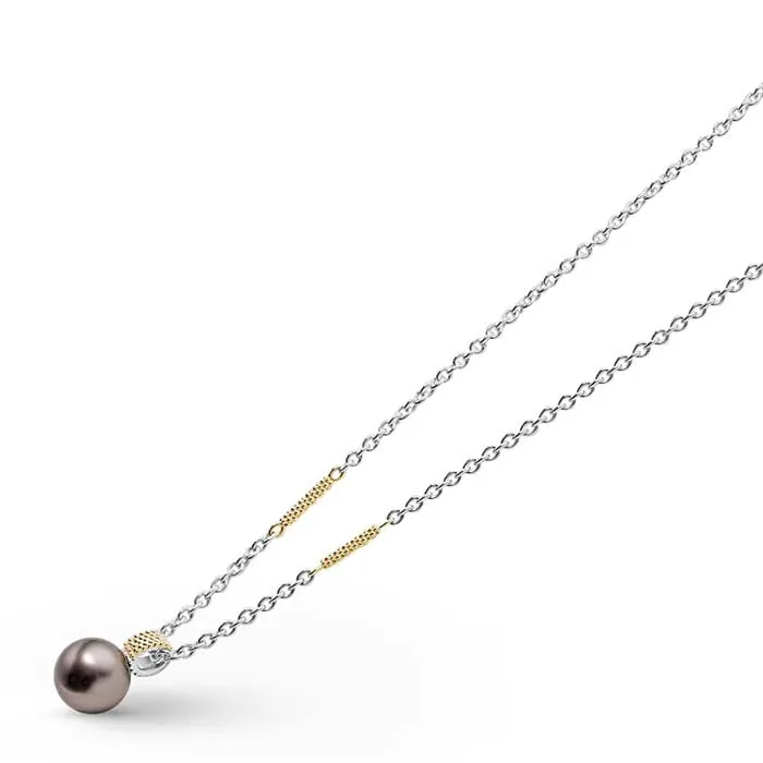 LAGOS Two-Tone Tahitian Black Pearl Pendant Necklace in Sterling Silver and 18K Yellow Gold