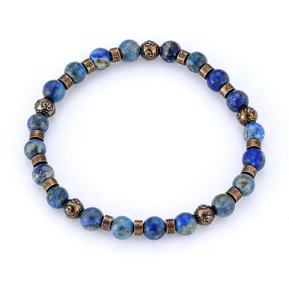 Lapis Lazuli Bead Bracelet - Gold