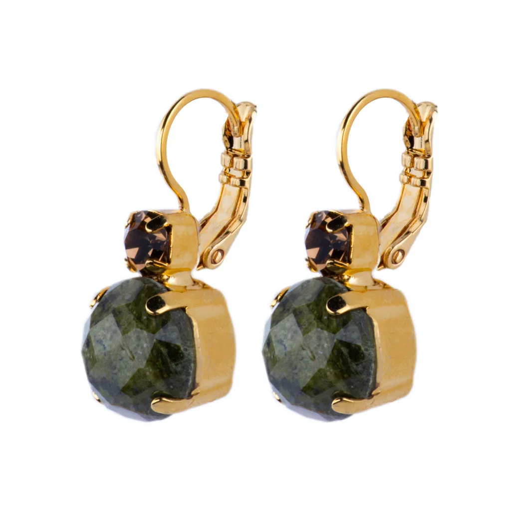 Large Double Stone Leverback Earrings in "Deep Forest" *Custom*