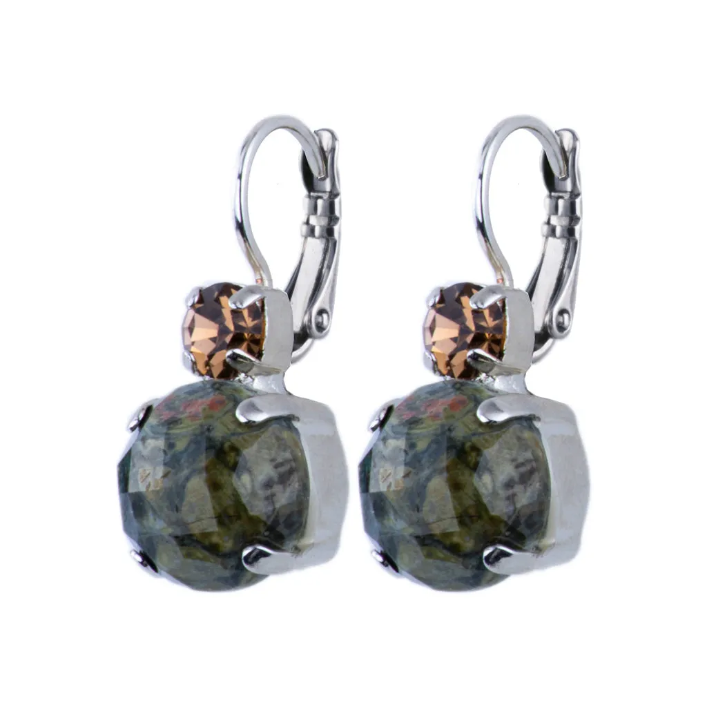 Large Double Stone Leverback Earrings in "Deep Forest" *Custom*