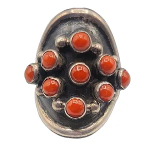 Late 20th Century Coral Cluster Silver Ring