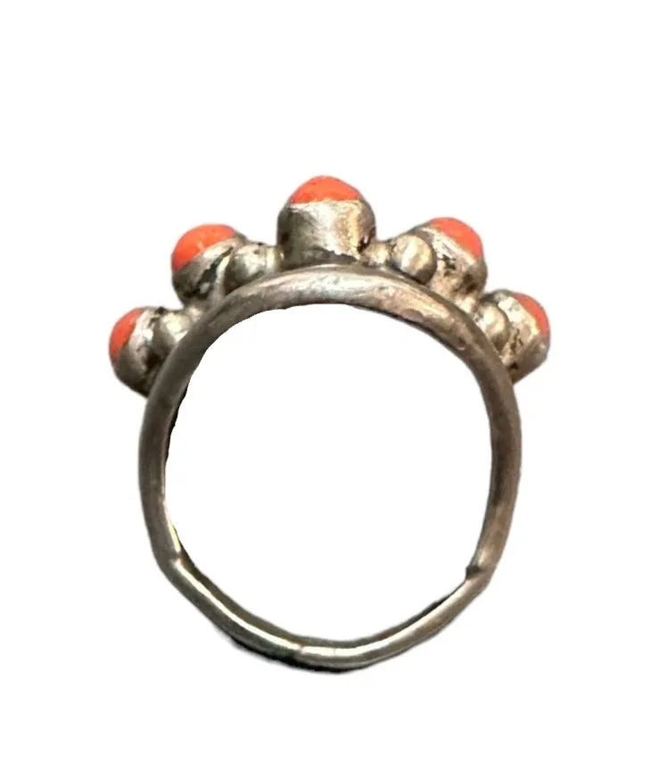 Late 20th Century Coral Cluster Silver Ring