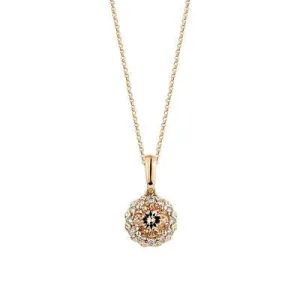 Le Vian 14K Strawberry Gold Peach Morganite with Vanilla Diamond Halo Pendant Necklace