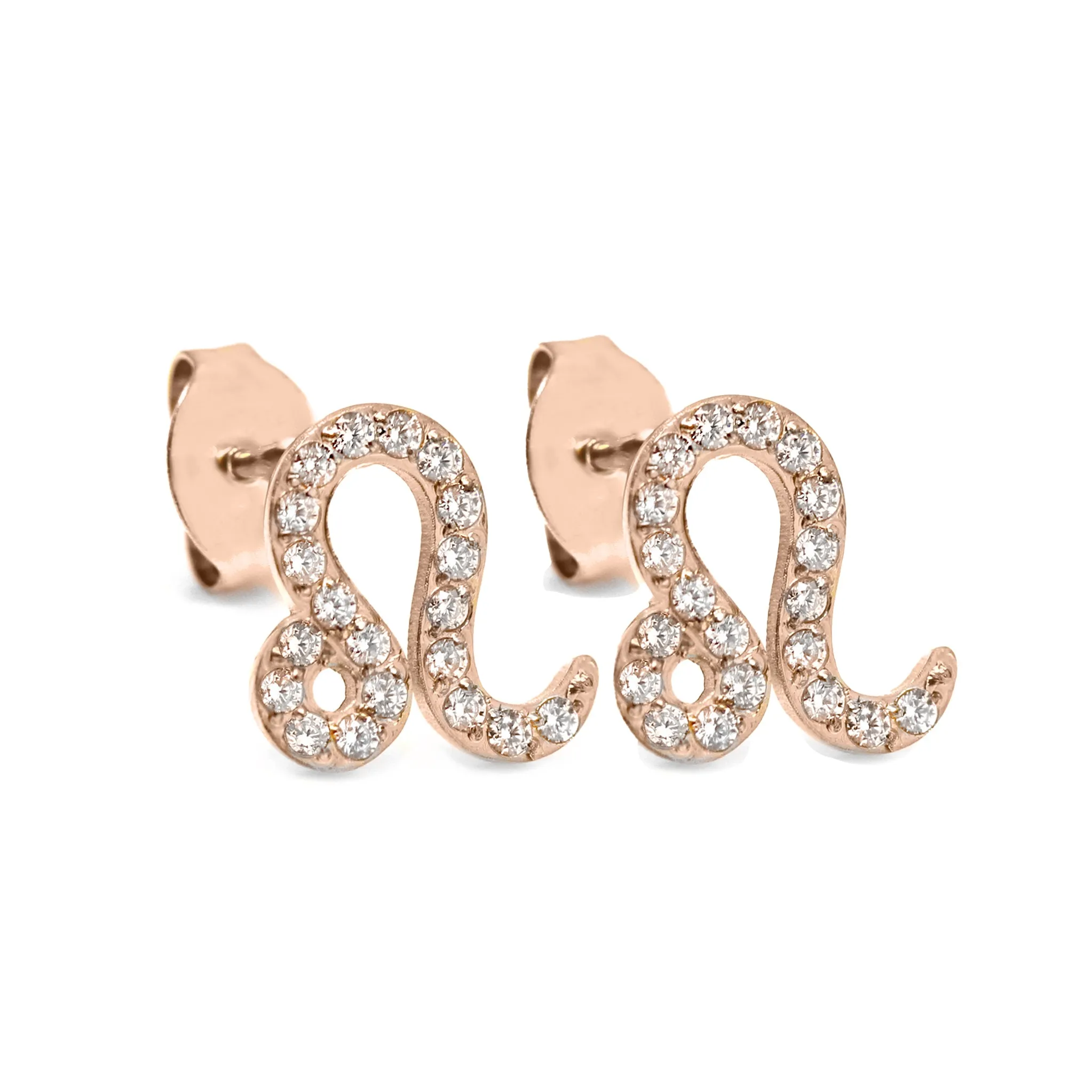 Leo Earrings with CZ Stones - Rose Gold