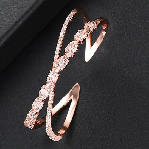 Luxury Stackable Bangle Cubic Zircon Crystal Bracelet