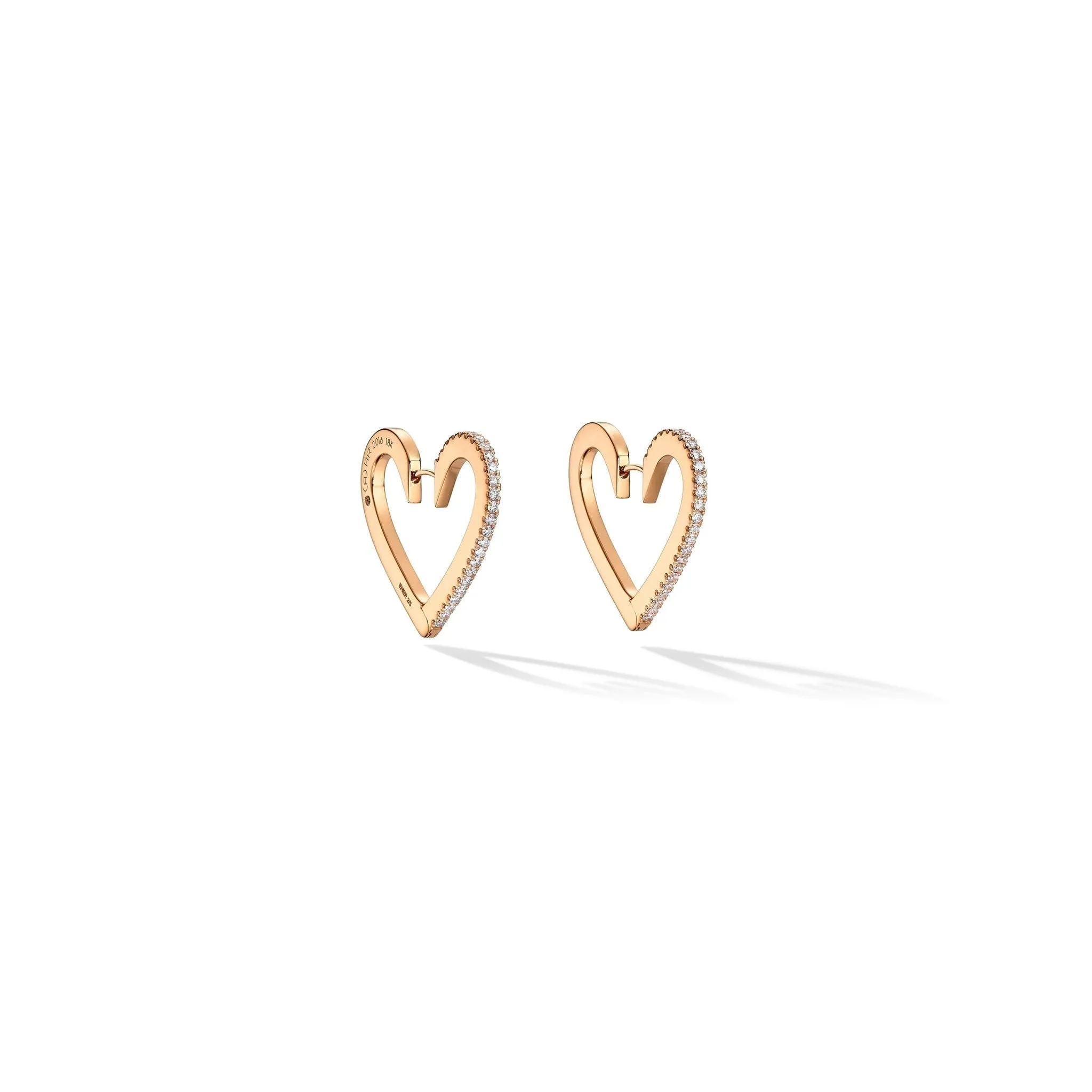 Medium Rose Gold Endless Hoop Earrings with White Diamonds