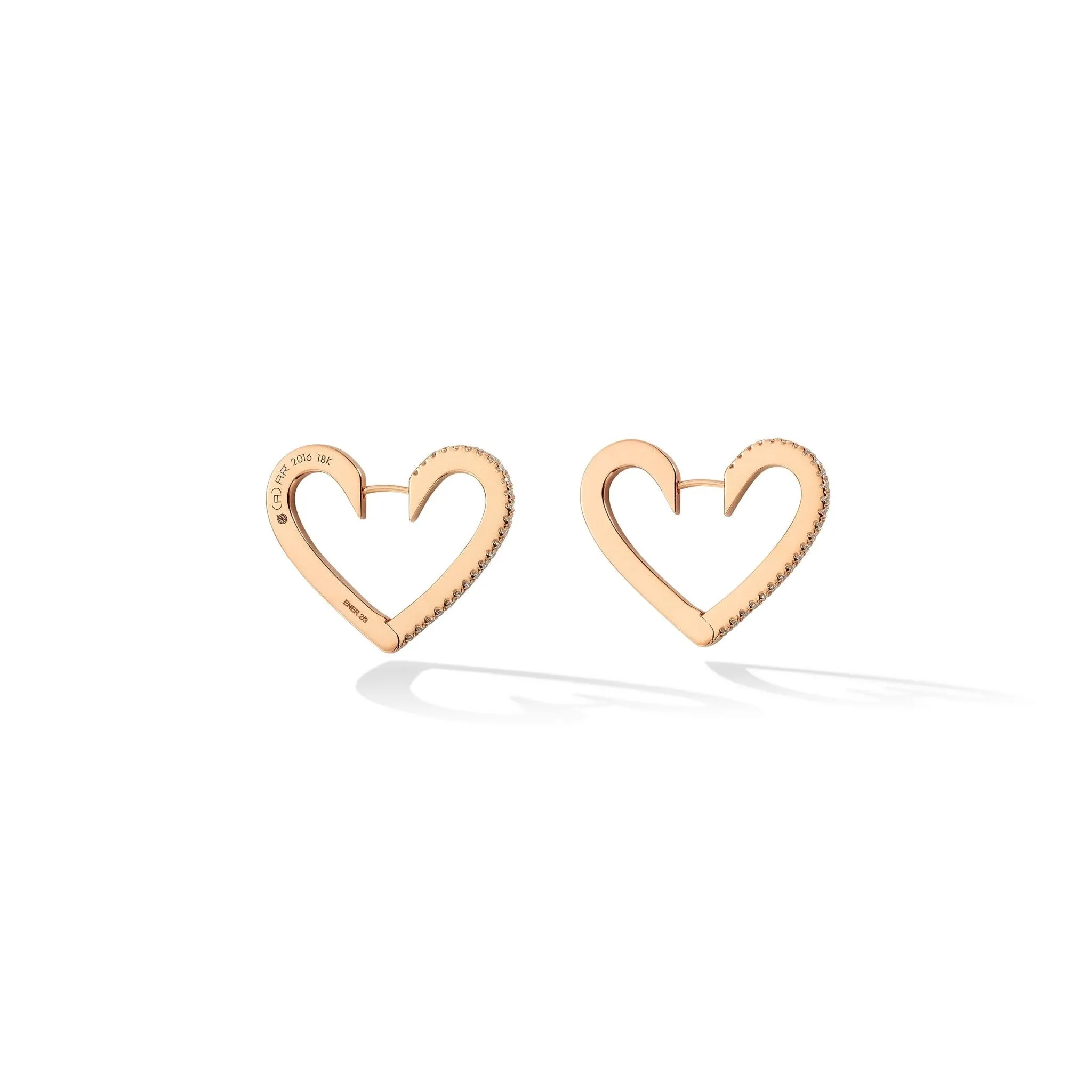 Medium Rose Gold Endless Hoop Earrings with White Diamonds