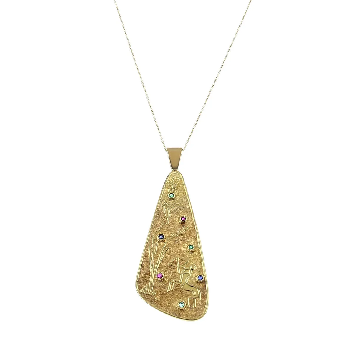 Mid-Century Multi-Stone Painters Palette Pendant