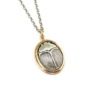 Mixed Metal Scarab Necklace