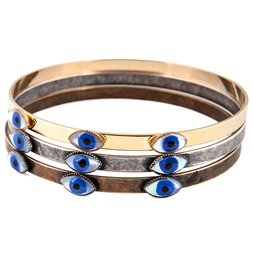 Mother of Pearl Evil Eye Trio Bangle