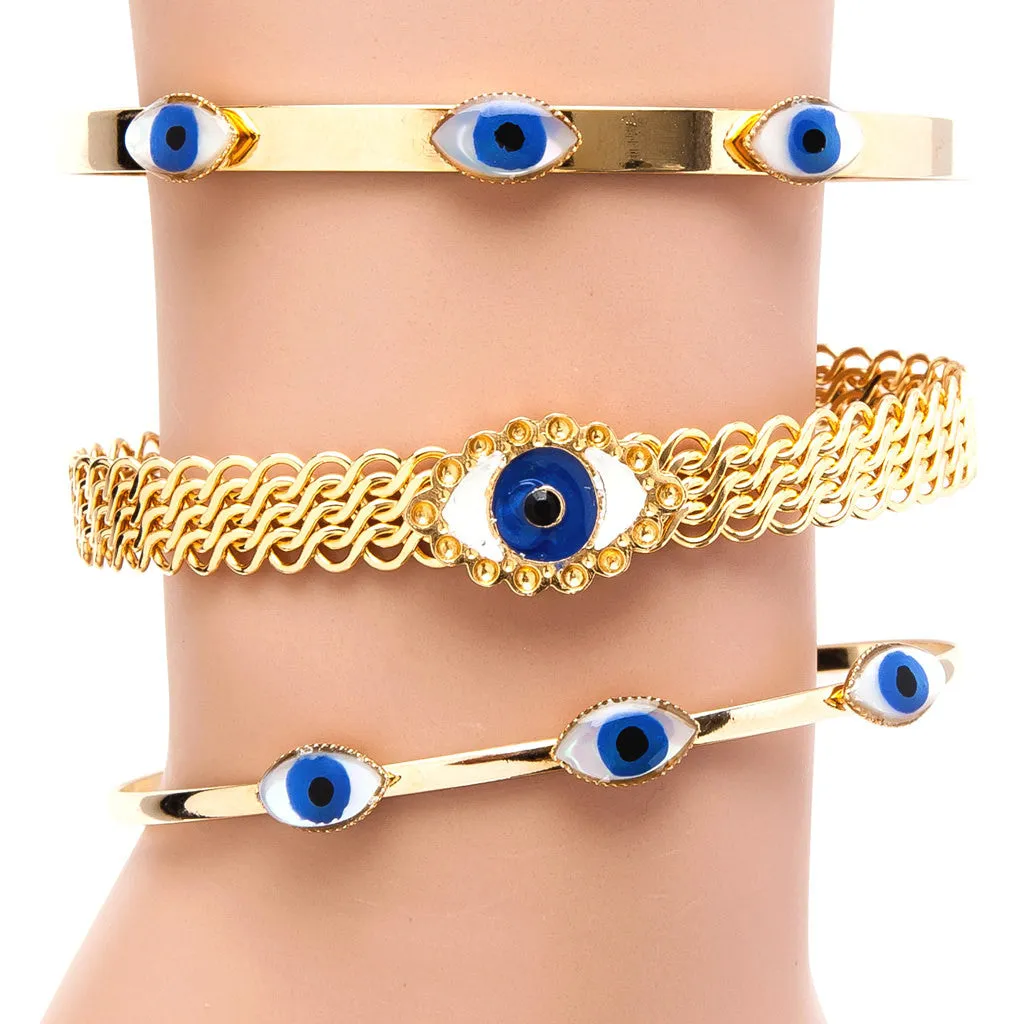 Mother of Pearl Evil Eye Trio Bangle