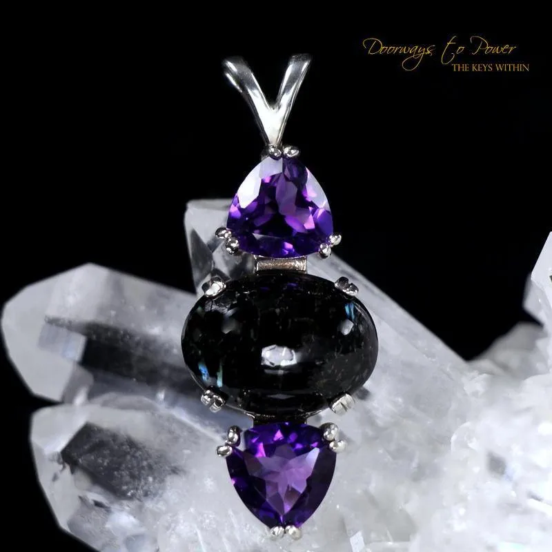 Nuummite Amethyst Gemstone Crystal Pendant