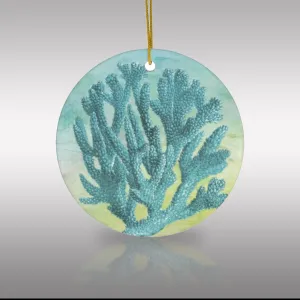 Ocean Blue Coral Ceramic Ornament