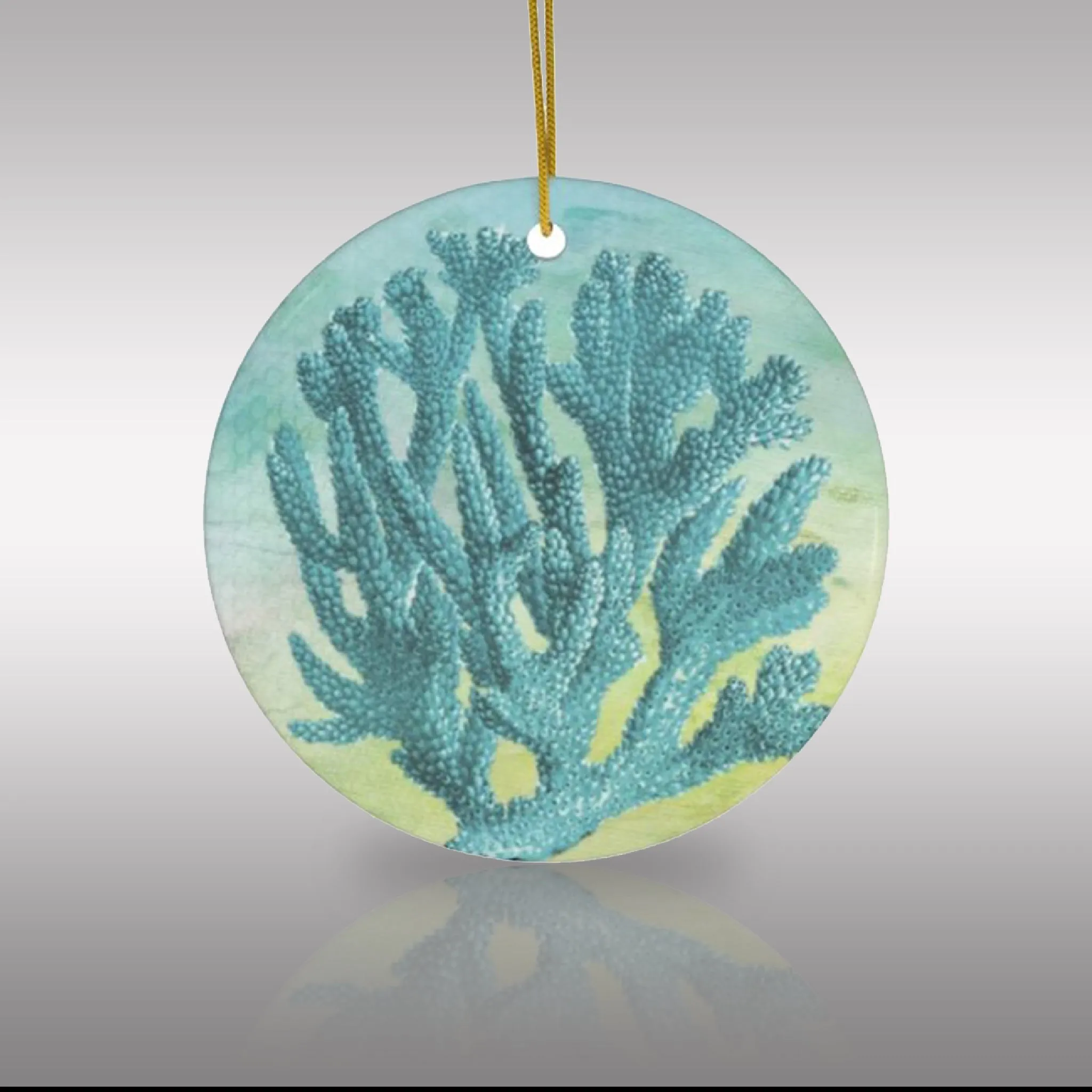 Ocean Blue Coral Ceramic Ornament