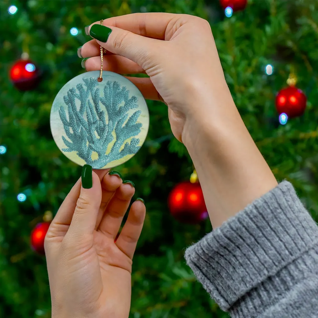 Ocean Blue Coral Ceramic Ornament