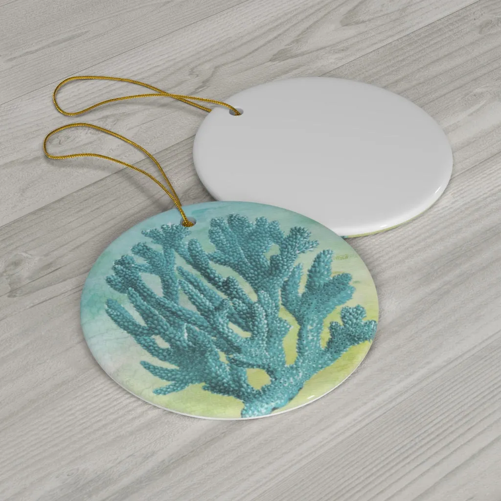 Ocean Blue Coral Ceramic Ornament