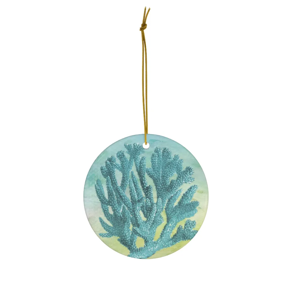 Ocean Blue Coral Ceramic Ornament