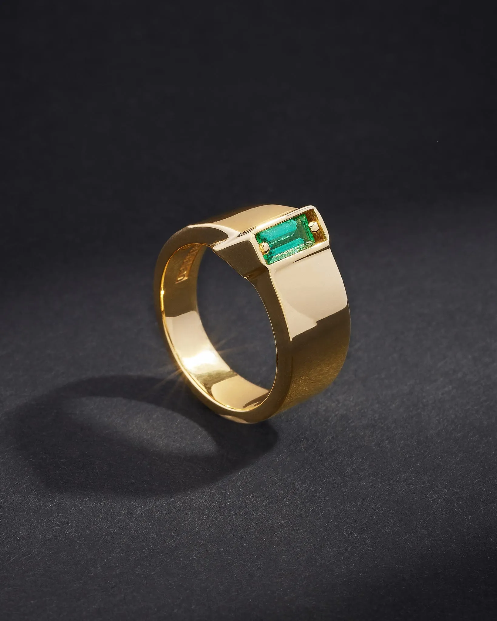 One of a Kind Single Baguette Emerald Band