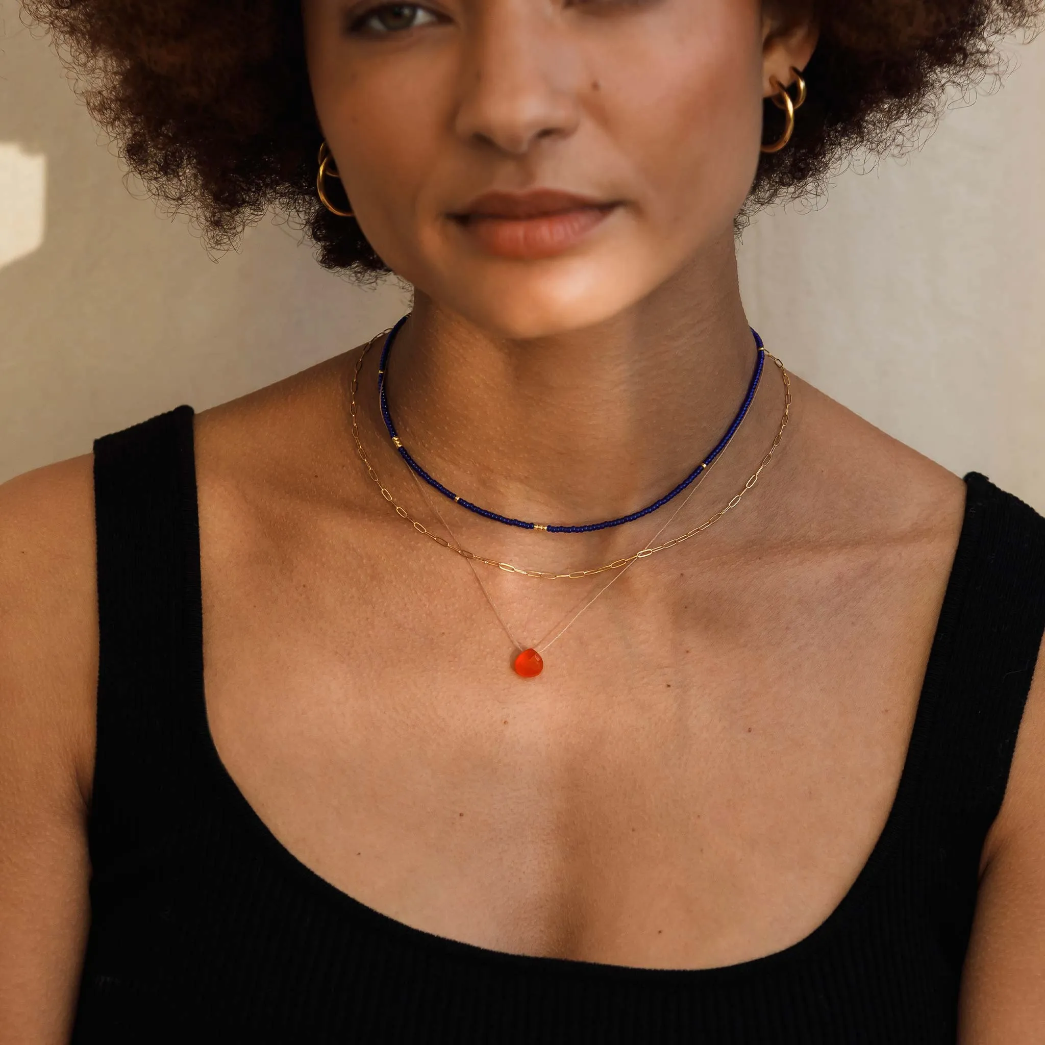 Orange Carnelian Fine Cord Necklace